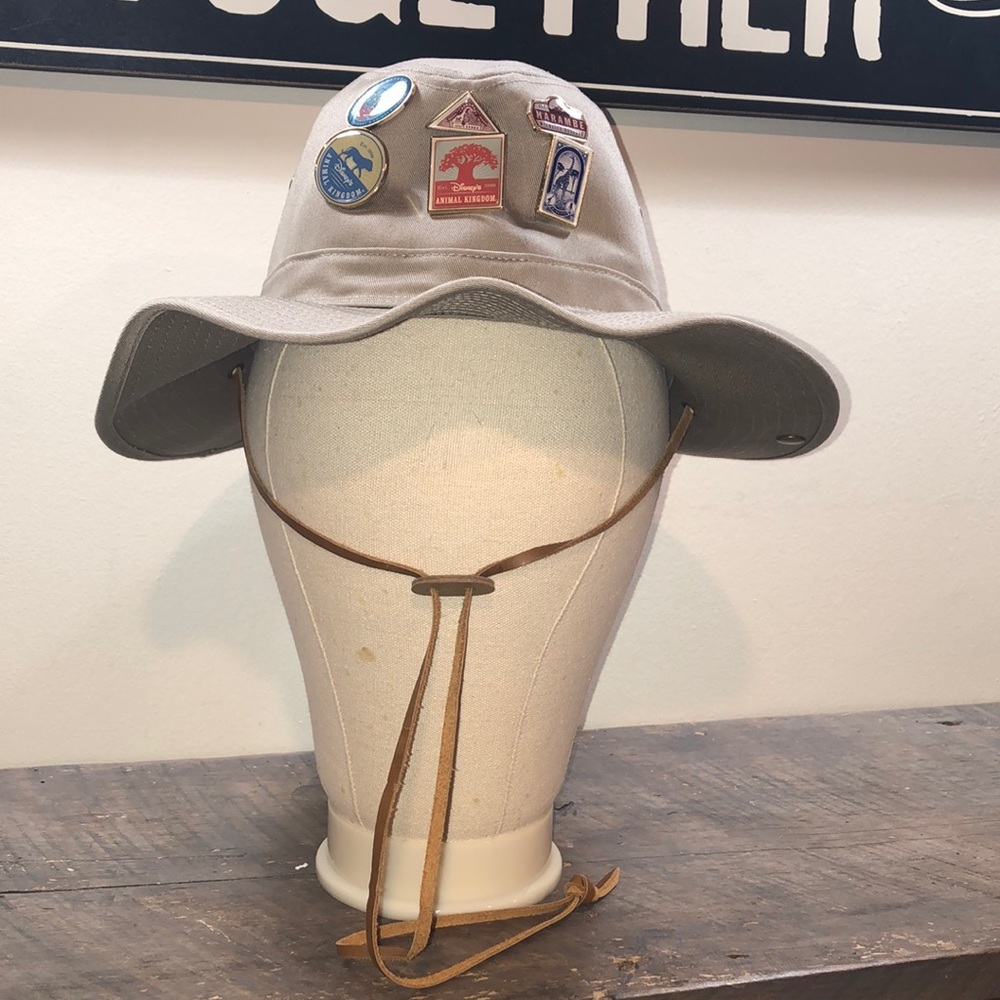 Walt Disney Animal Kingdom Safari Hat with pins.